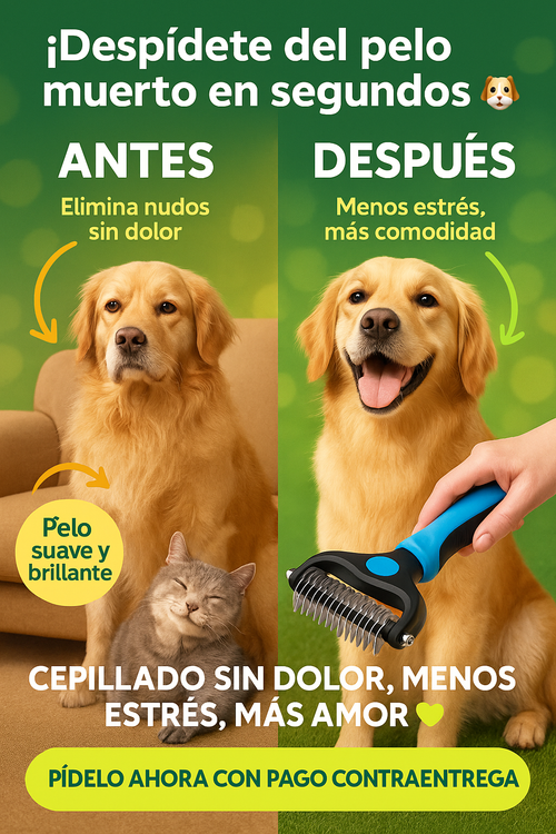 Cepillo Antiestrés y Deslanador Para Perritos