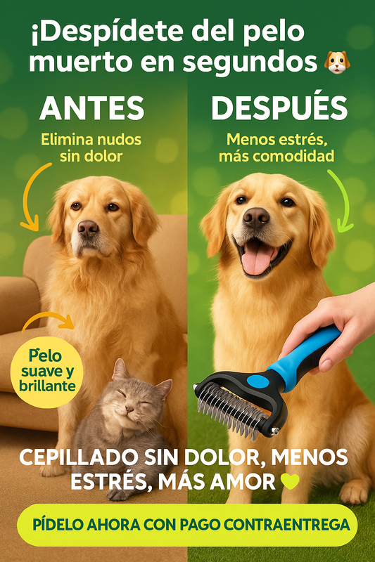 Cepillo Antiestrés y Deslanador Para Perritos